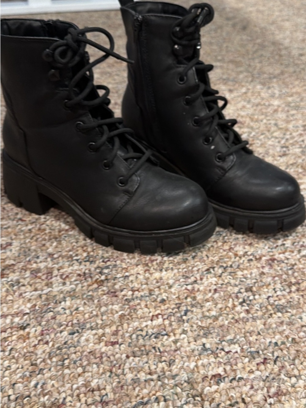 MIA Black Lace-Up Chunky Combat Boots
